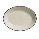 Tuxton 9.5" x 7.13" Eggshell Scalloped Edge Platter W/ Band