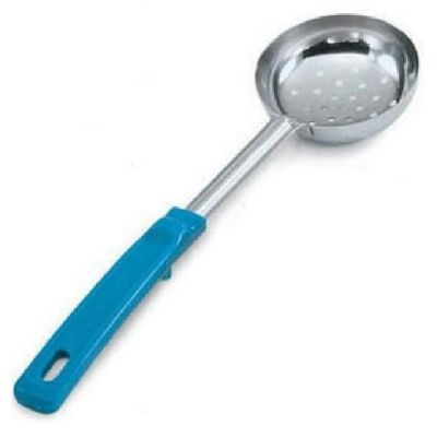 Vollrath Perforated S/S 6 Oz Spoodle w/ Teal Grip 'N Serv Handle