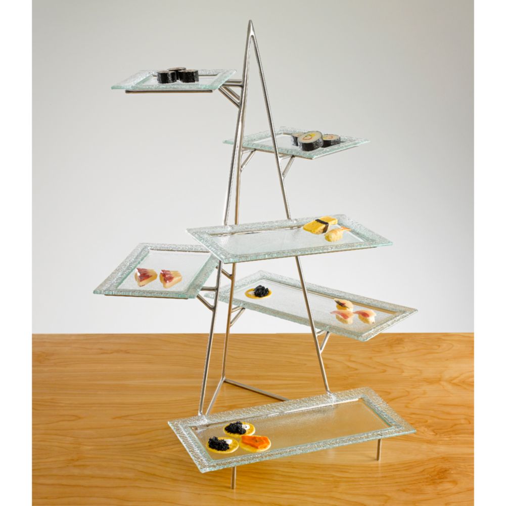 Isinglass Riser with 3 Levels & 3 Clear Glass Platters
