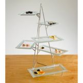 Isinglass Riser with 3 Levels & 3 Clear Glass Platters