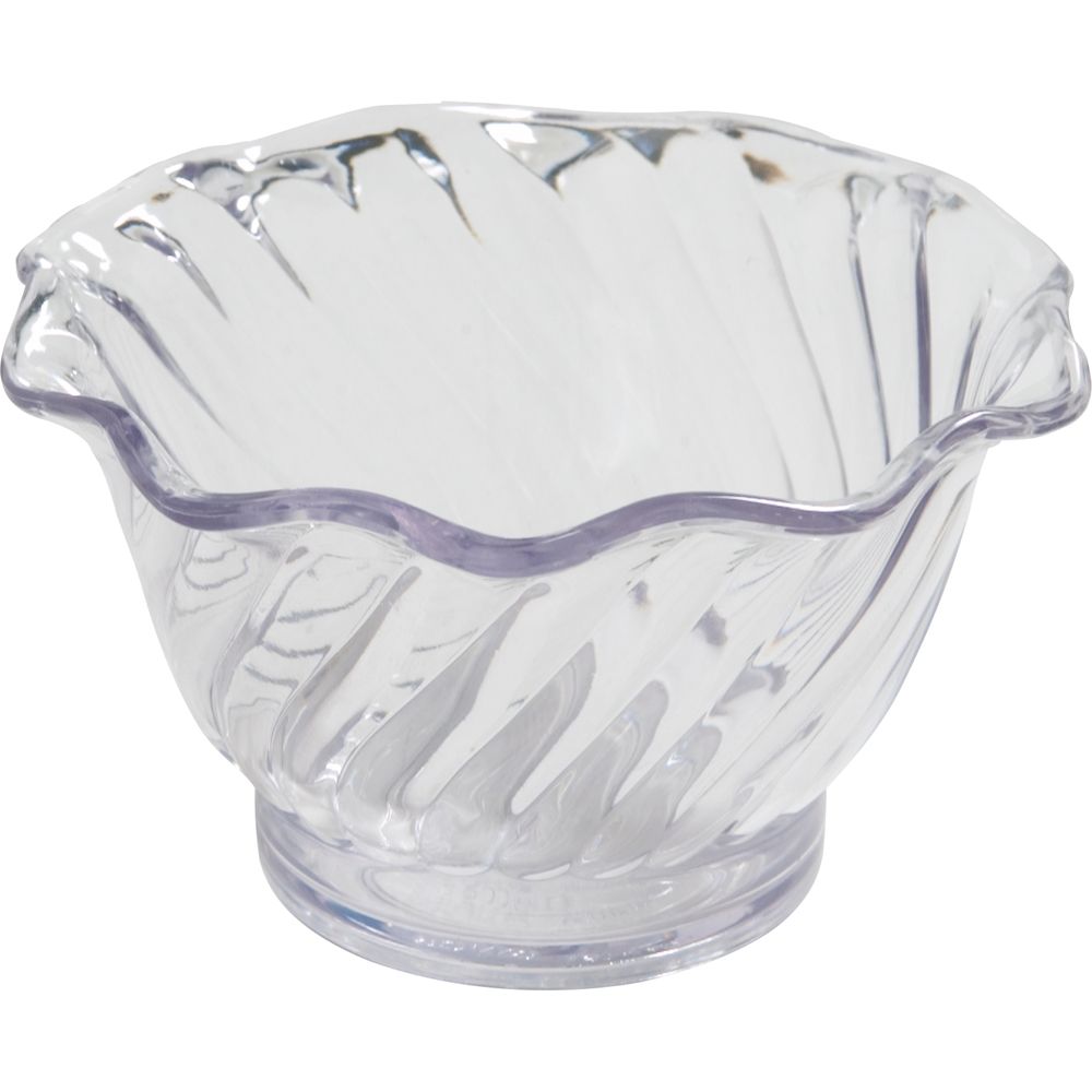 Dinex&reg; Clear SAN Plastic Swirled 5 Oz Tulip Bowl