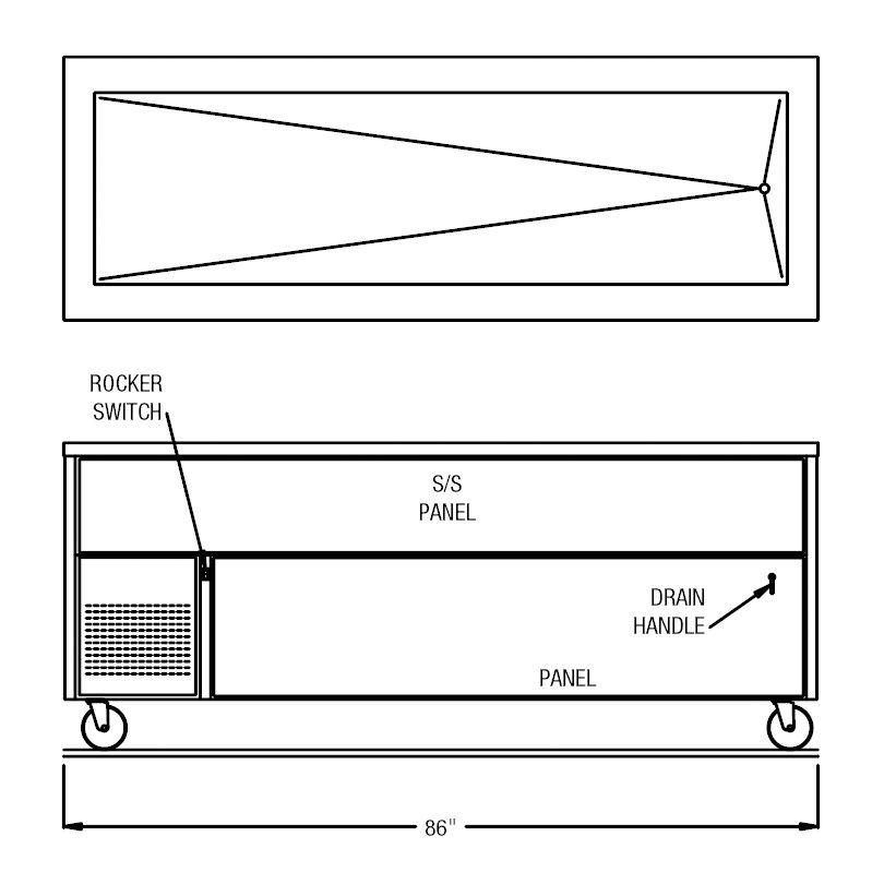 Randell&reg; Refrigerated 6 Pan Size Enclosed Base Cold Food Table