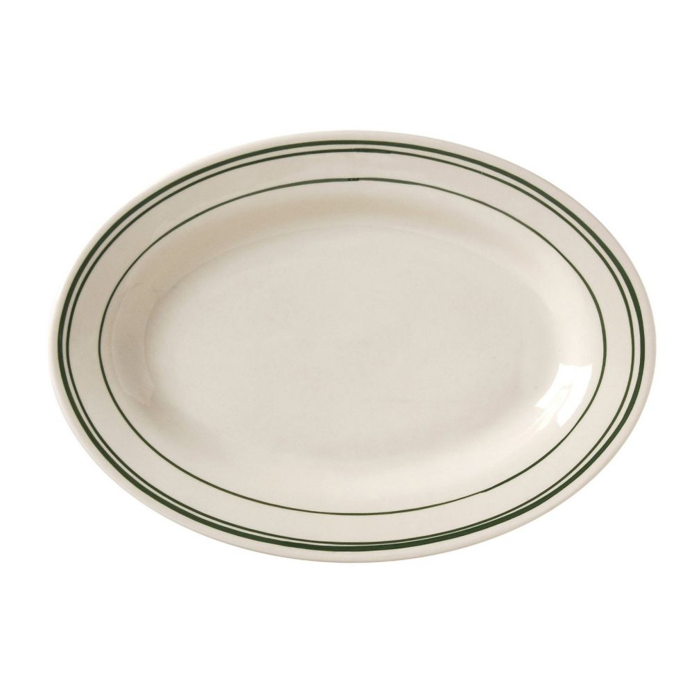 Vertex&reg; China Del Mar Green Collection 8-1/2 In. White Platter