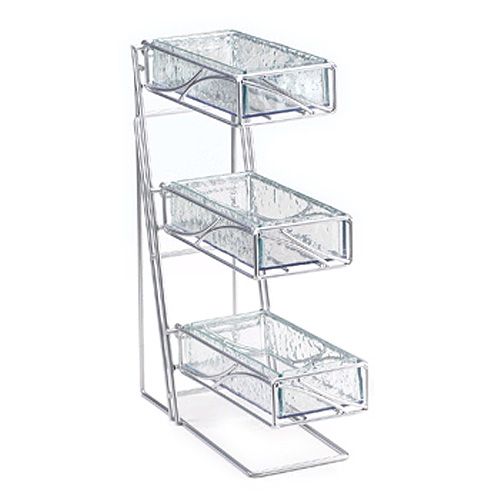Cal-Mil&reg; 3 Tier Faux Glass Tray Cutlery/Condiment Holder