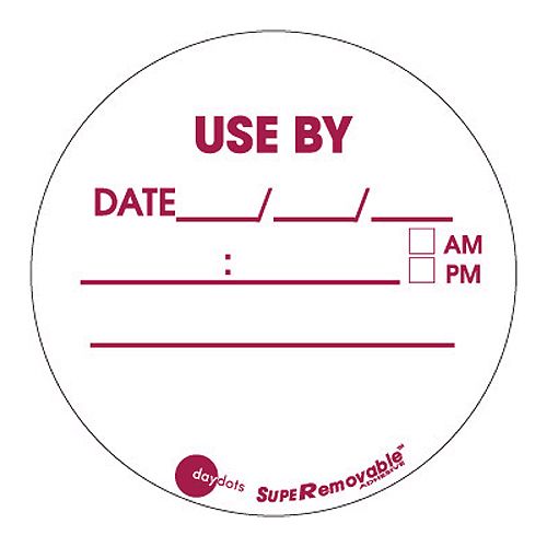 SupeRemovable Label w/ "Use By", 3"