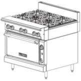 Vulcan Hart 36" Gas Range w/ 6 Burners and Standard Oven