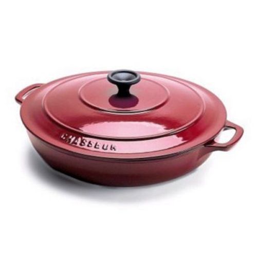 Paderno World Cuisine Chasseur Red 3 qt Round Rondeau Pan with Lid