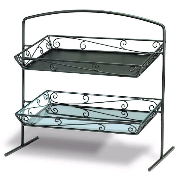 Delfin 21" x 12" Black Santa Fe 2-Tier Counter Top Display