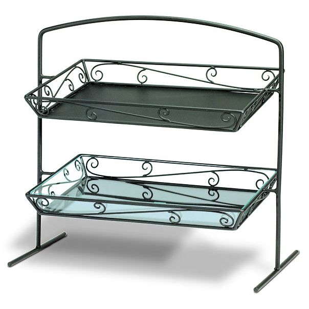 Delfin 21" x 12" Black Santa Fe 2-Tier Counter Top Display