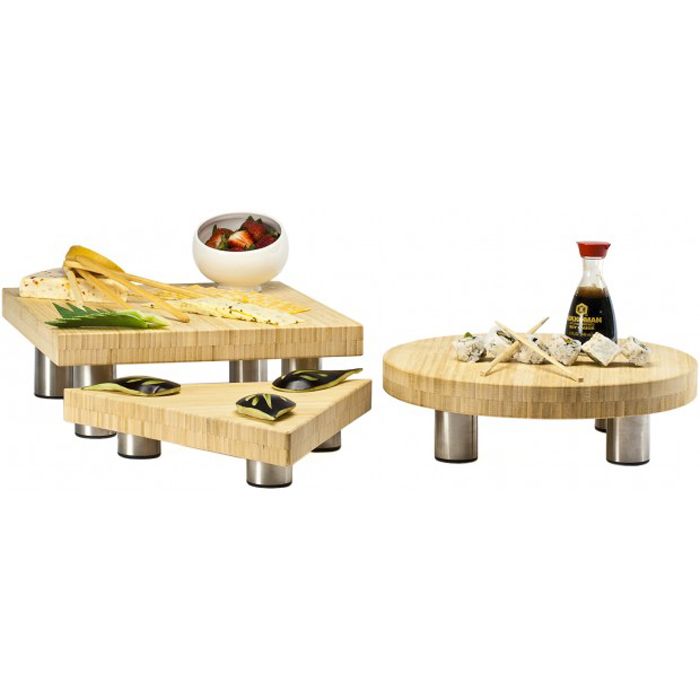 Buffet Euro 3 Piece Bamboo Riser Set w/ S/S Legs