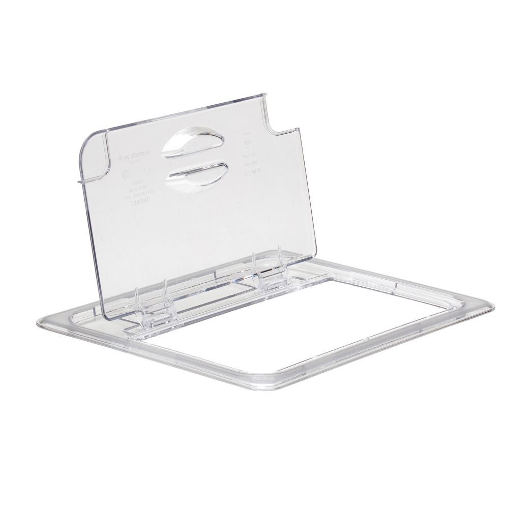 Cambro Clear Camwear&reg; Half Size Notched Food Pan FlipLid&reg;
