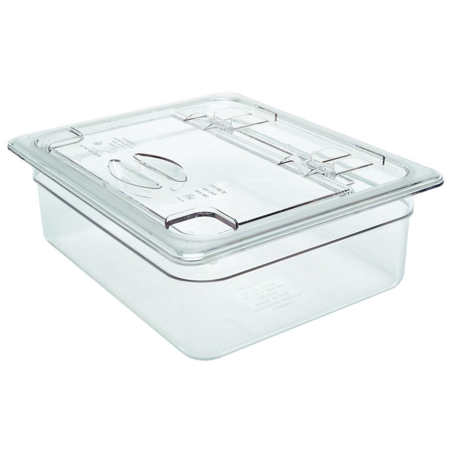 Cambro Clear Camwear&reg; Half Size Notched Food Pan FlipLid&reg;