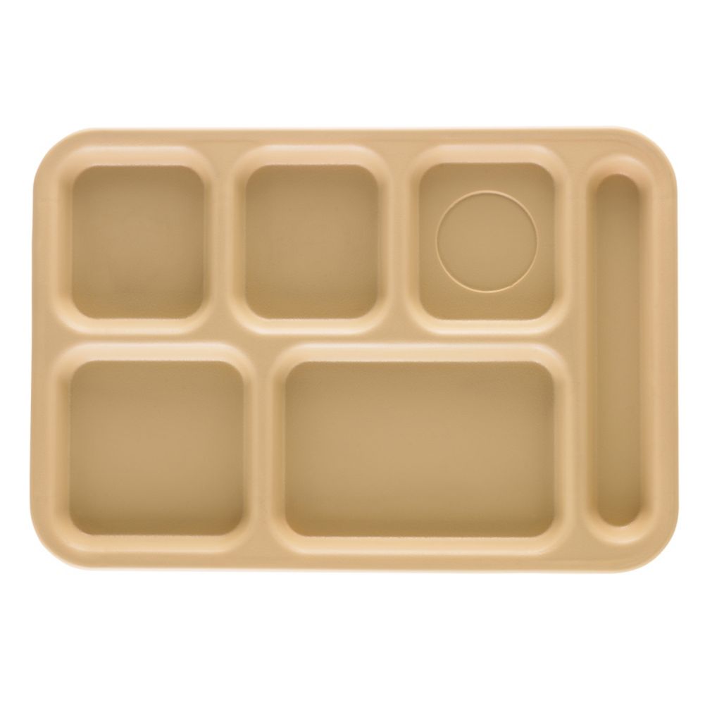 Cambro Tan Penny-Saver 6-Compartment School Tray