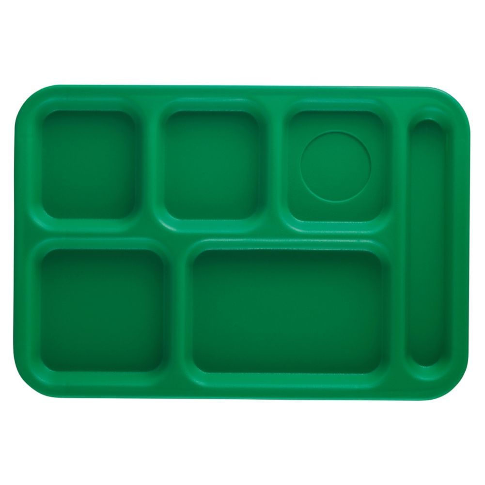 Cambro Grass Green Penny-Saver 6-Compartment School Tray