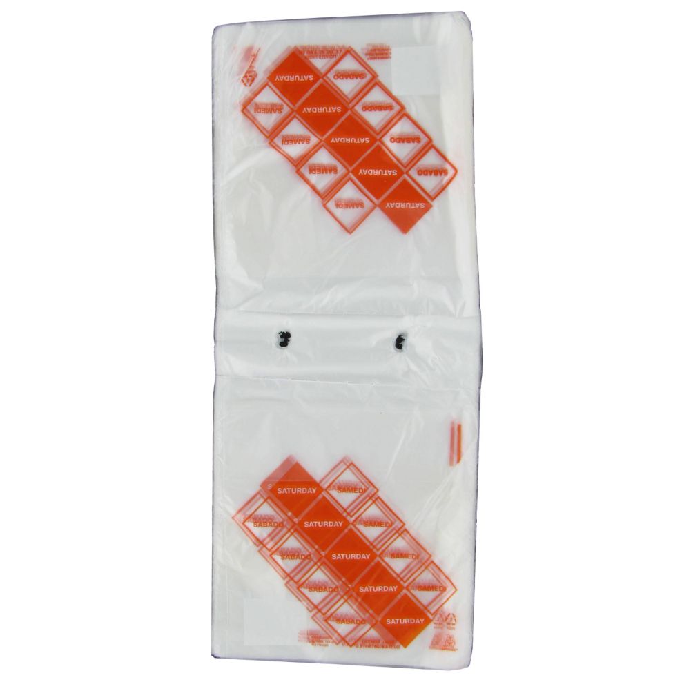 Saddle Saturday Daily Preportioning Bags, Clear w/ Orange, 6.5 x 7