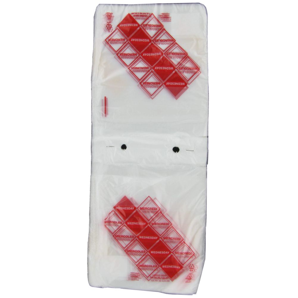 Full Saddle Wednesday Daily Preportioning Bags, Clear w/ Red, 6.5 x 7
