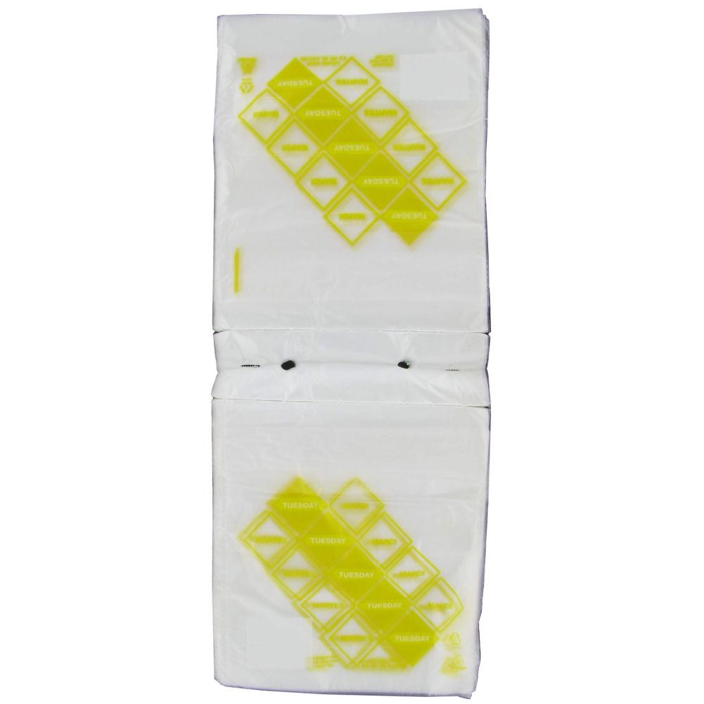 Full Saddle Tuesday Preportioning Bags, Clear w/ Yellow Print, 6.5x7