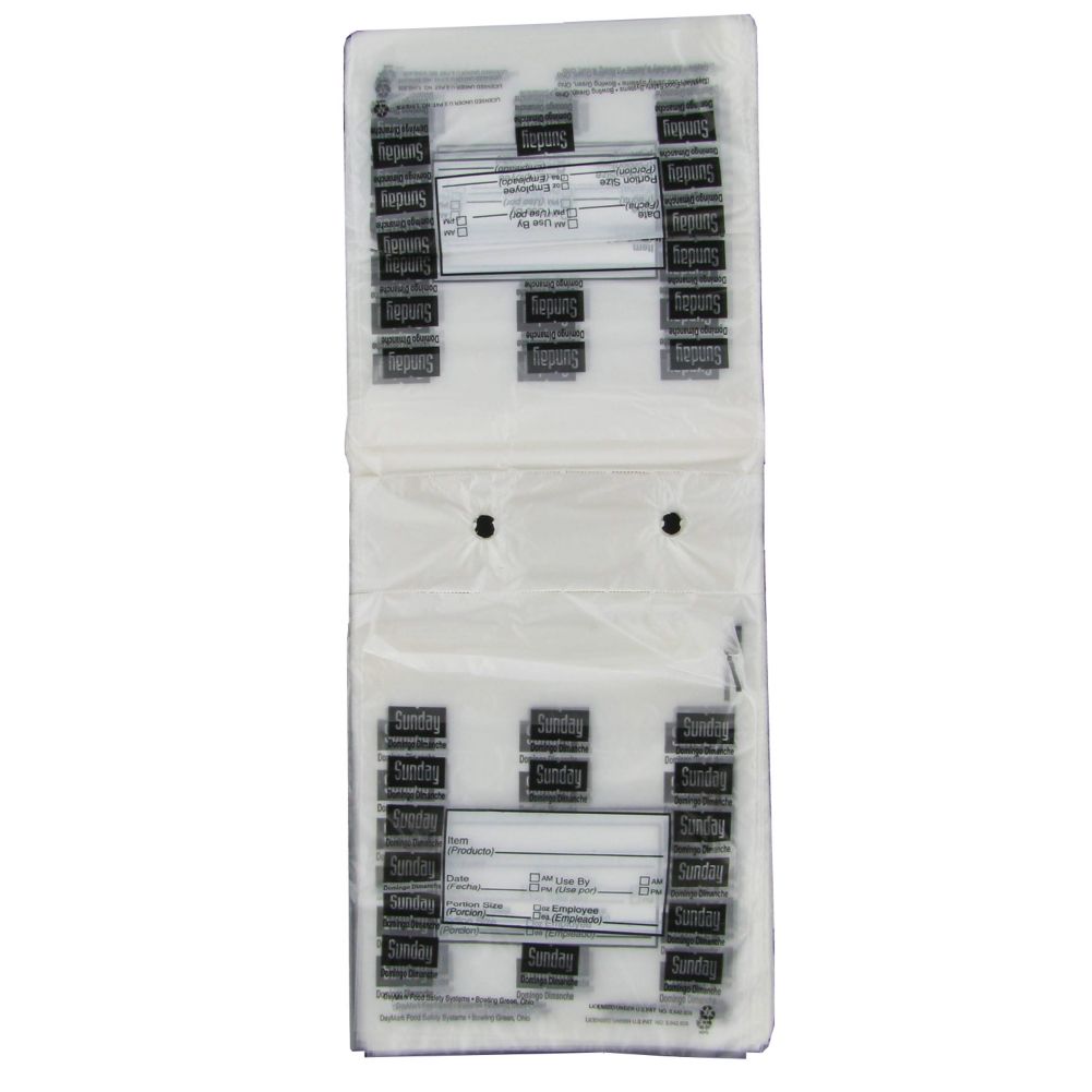 Full Saddle Sunday Daily Preportioning Bags, Clear w/ Black, 6.5 x 7