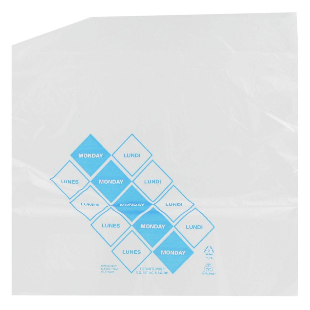 Full Saddle Monday Daily Preportioning Bags, Clear w/ Blue, 10 x 8.5