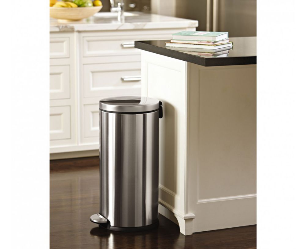 simplehuman&reg; Brushed S/S Step-On 30 L / 8 Gal Trash Container