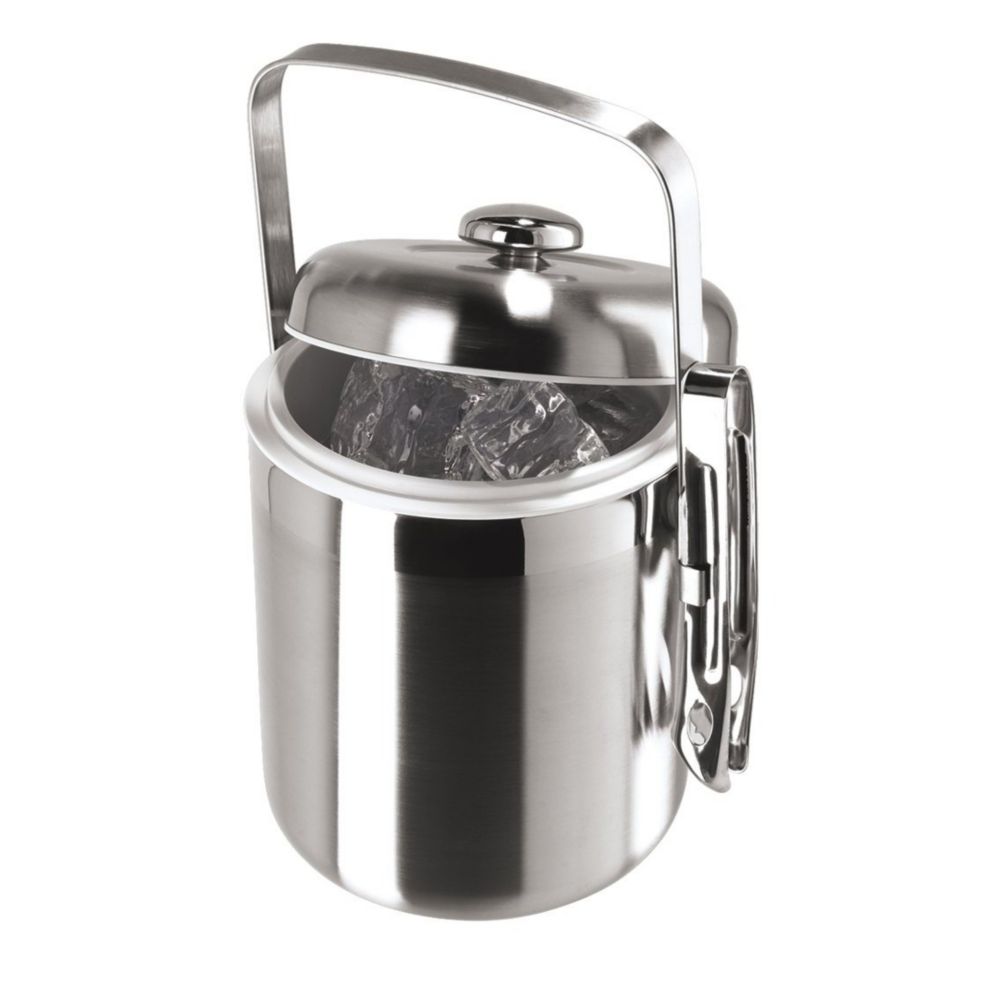 Oggi Galaxy Satin Finish 1.62 Qt. Ice Bucket w/ White Insert & Ice Tongs
