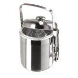 Oggi Galaxy Satin Finish 1.62 Qt. Ice Bucket w/ White Insert & Ice Tongs