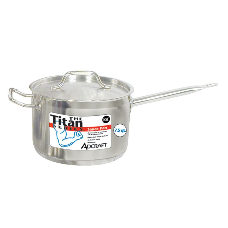 Adcraft Titan Series&trade; 7.5 Qt. S/S Induction Sauce Pan With Cover
