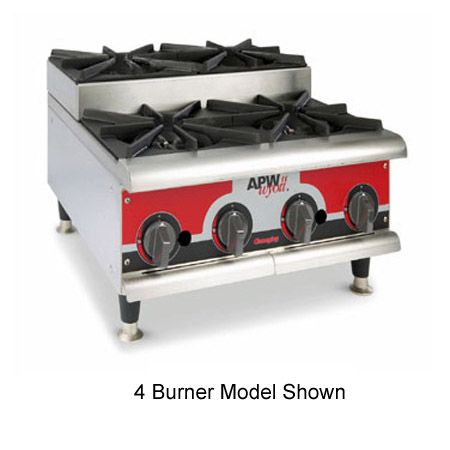 APW Wyott Stepped Series Champion Gas 6 Burner Hotplate, GHPS-6H