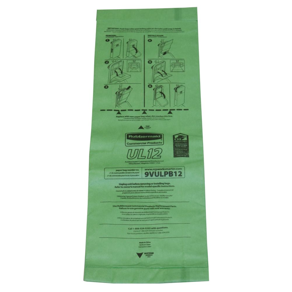 Rubbermaid Replacement Paper Bag for 9VUL12 Upright Vacuum, 10-Pack