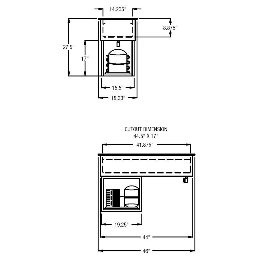 Randell&reg; 46" Narrow Drop In Refrigerated Frost Top