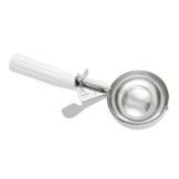 Hamilton Beach S/S Portion Control #6 Thumb-Action Disher, Wht Handle