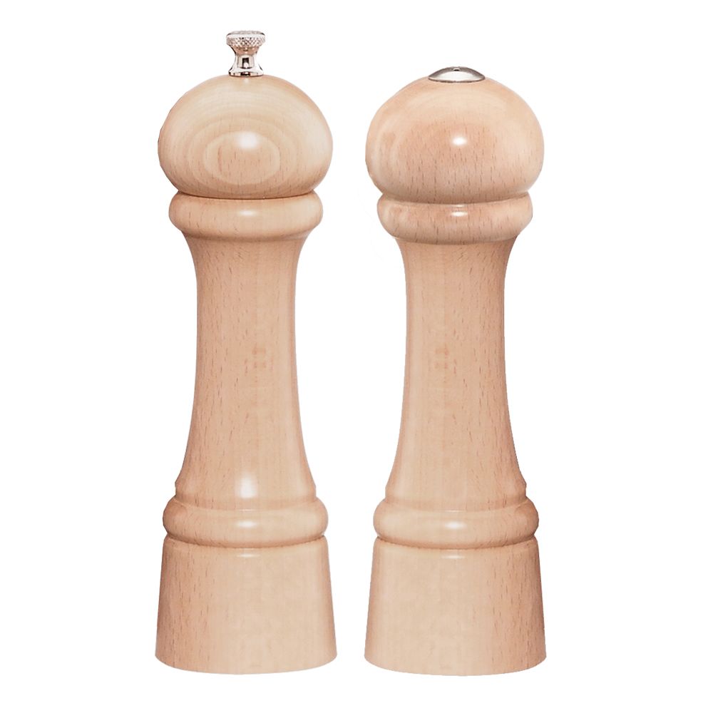 Chef Specialties Natural 8" Windsor Pepper Mill / Salt Shaker Set
