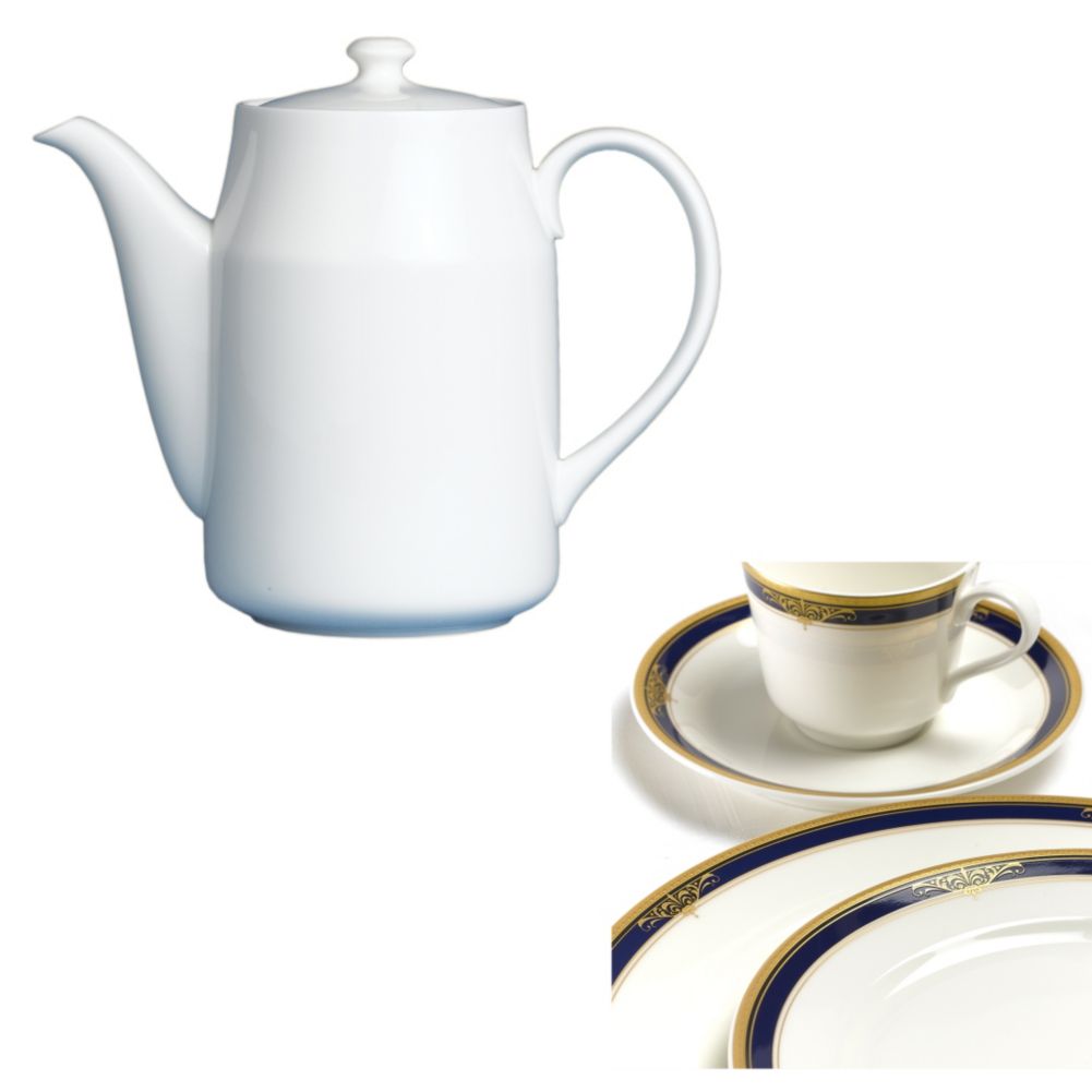 Steelite Royal Court Gold Pia Blue 26 Oz Coffee Pot