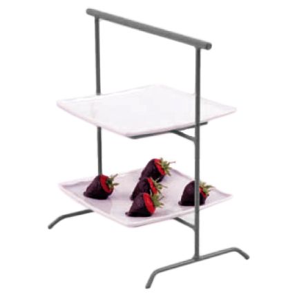 Dover European Metalworks Steel / Pewter Look Coloma Stand w/ 2 Plates