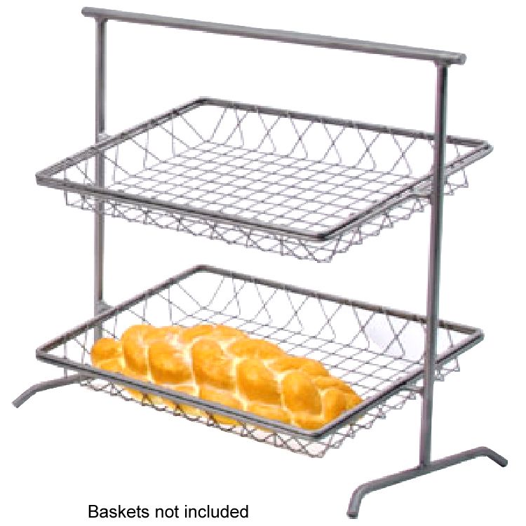 Dover European Metalworks Steel / Pewter Look 2-Tier Tilted Pane Stand