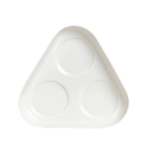 Steelite Anfora American Basics White Triangle Plate w/ 3 Wells