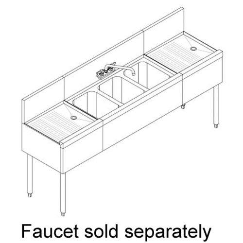 Perlick&reg; 3-Compartment 48" TSD Left-Side Underbar Sink Unit