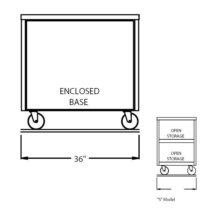 Randell&reg; 36" x 30" x 35" Open Base S/S Worktop