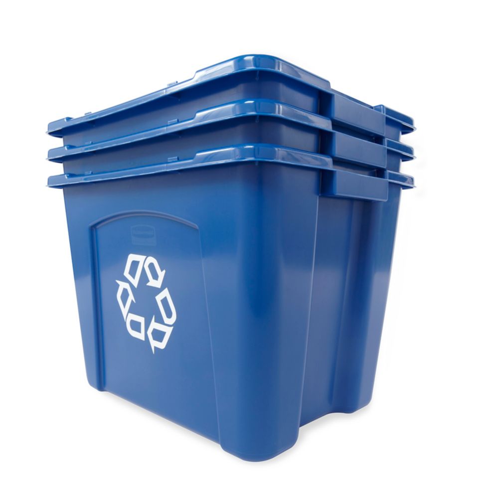 Rubbermaid Blue 14 Gal Recycling Box w/ Universal Recycling Symbol