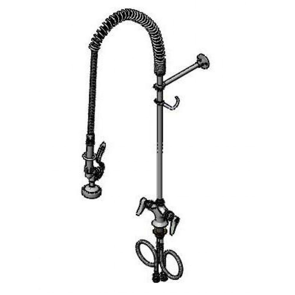 T & S Brass Deck Mount Pre-Rinse Unit With 9" Wall Brackets