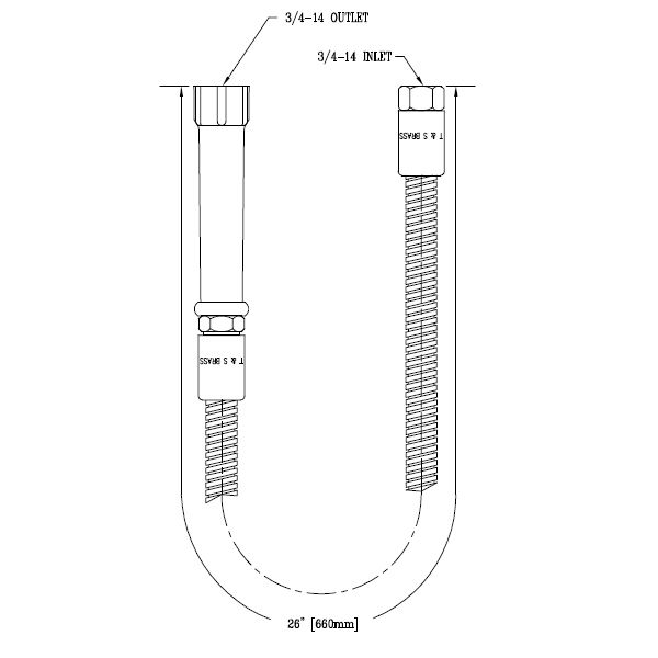 T & S Brass 26" Flexible Stainless Steel Hose