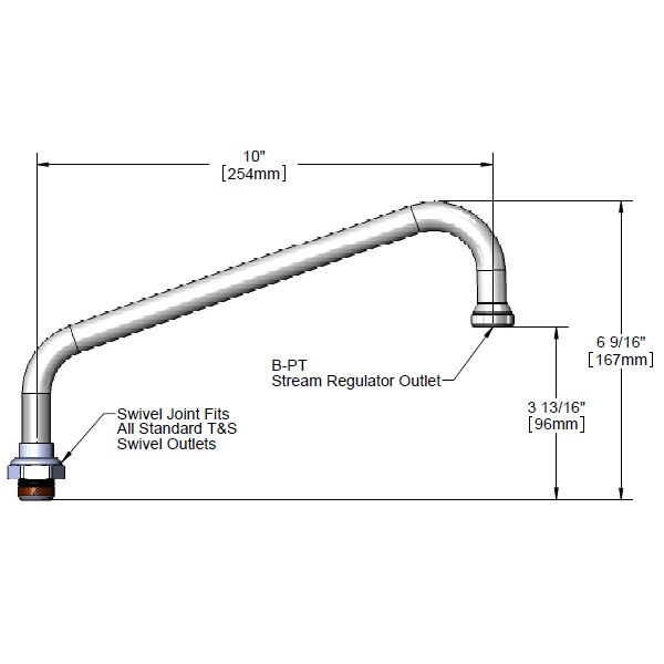 T & S Brass 10" Swing Nozzle
