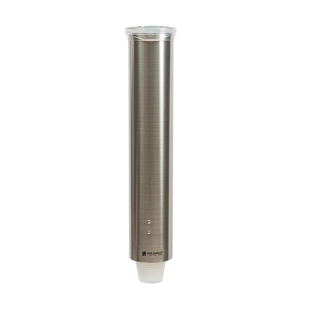 San Jamar&reg; Stainless Steel Small Pull-Type Water Cup Dispenser