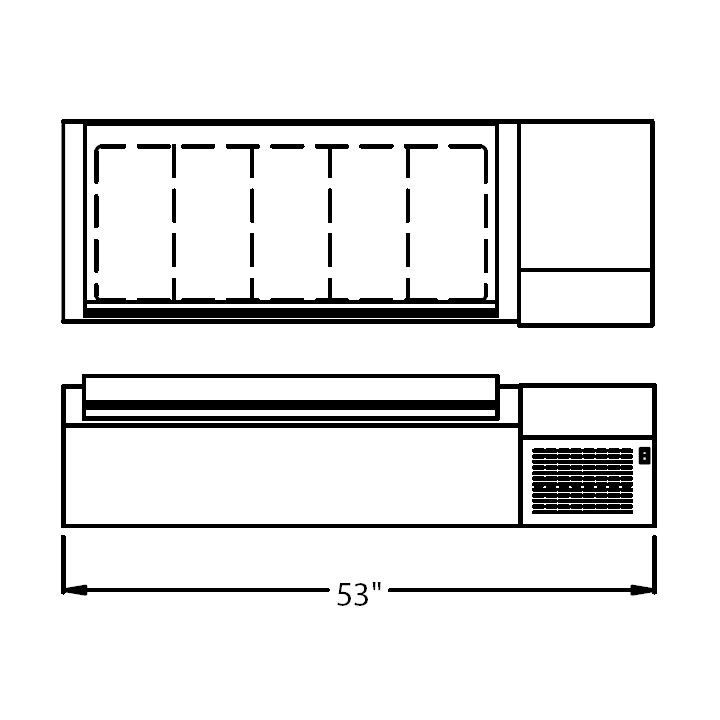 Randell&reg; 53" Refrigerated Countertop Condiment Rail
