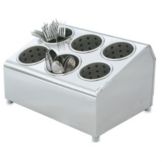 Silv-A-Tainer 6-Hole Mirror Finish S/S Silverware Container, Gray