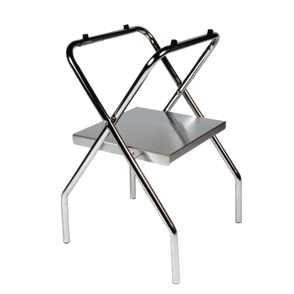 Central Specialties Chrome Steel 31"H Folding Tray Stand w/ Shelf