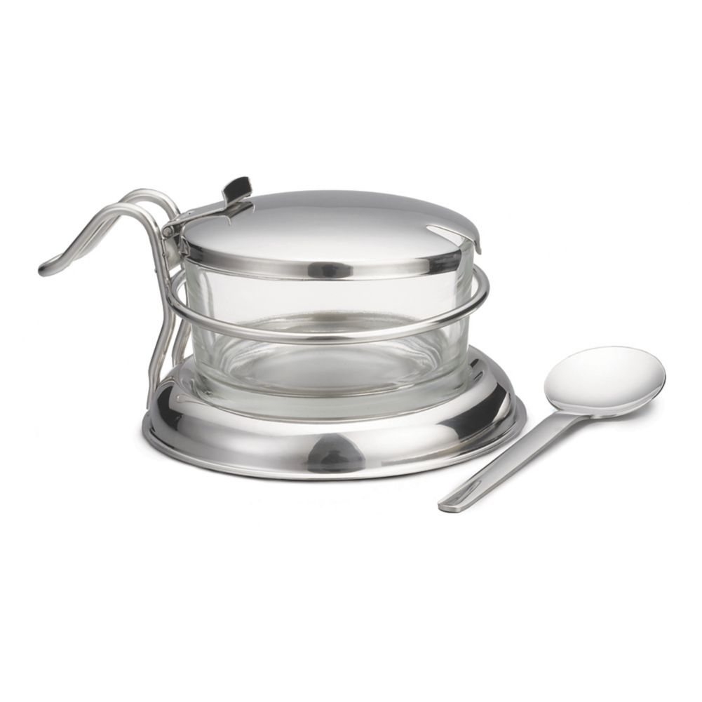 Tablecraft Glass 6 Oz Condiment Jar Set with S/S Lids