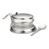Tablecraft Glass 6 Oz Condiment Jar Set with S/S Lids