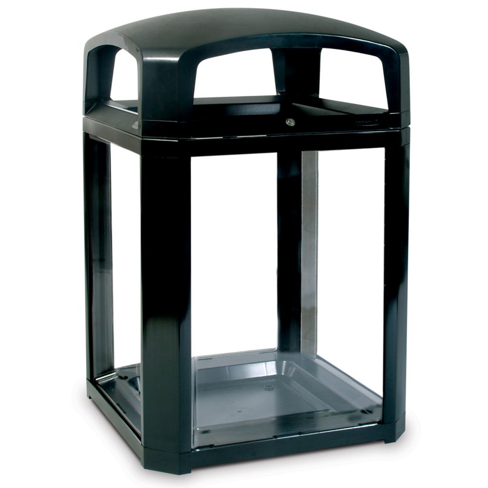 Rubbermaid Landmark Black 50 Gal Dome Top Trash Can Frame w/ Liner