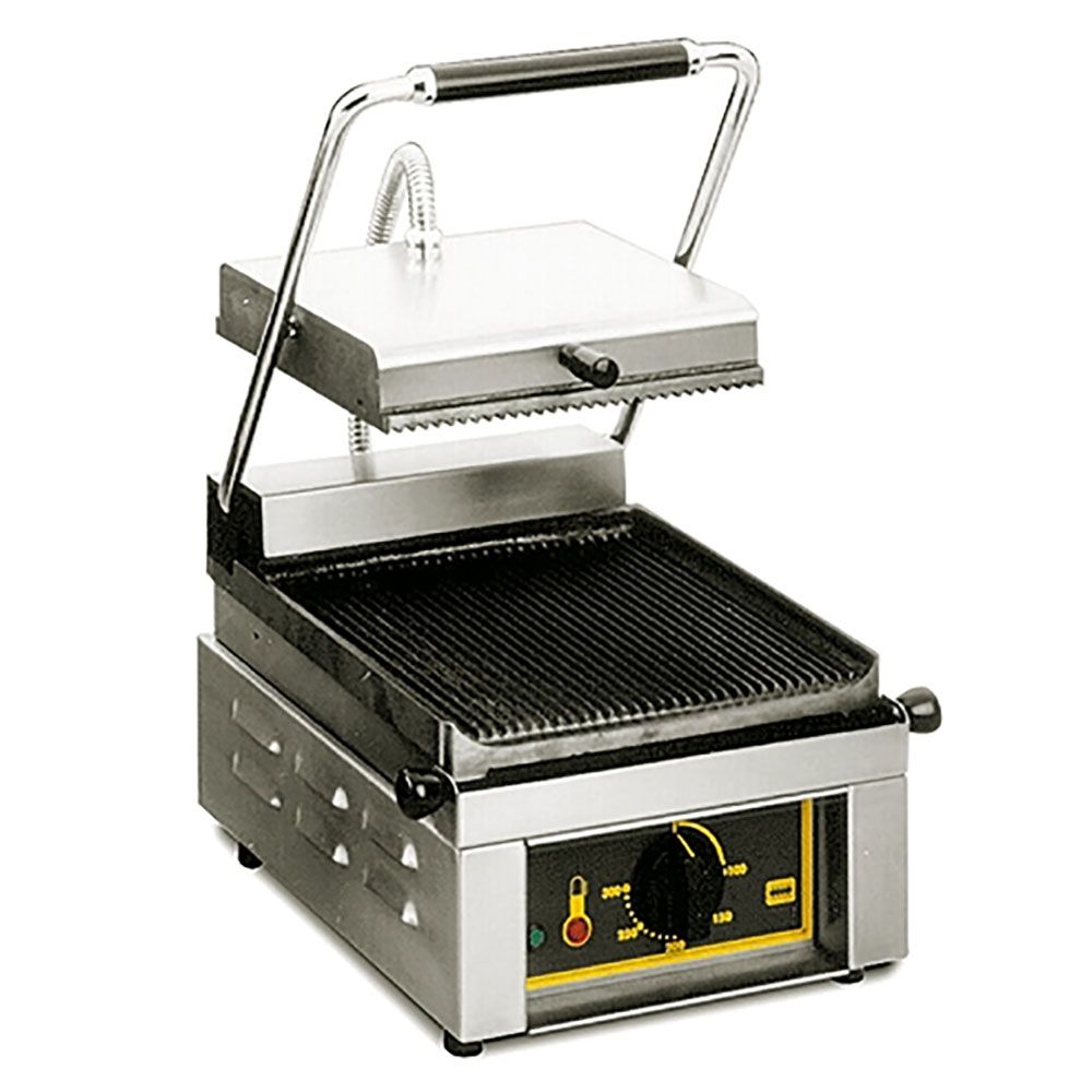 Savoy 1.75kW Grooved Surface Single Panini Grill, 120V, 13x17x22
